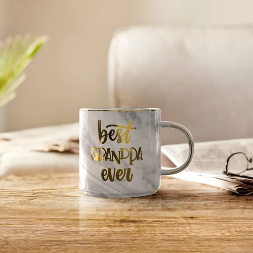 Miniatura 4 de EURSET Regalos para el abuelo de parte de los nietos, taza de café de cerámica gris de 11.5 onzas con llavero - Best Grandpa Ever - Regalos