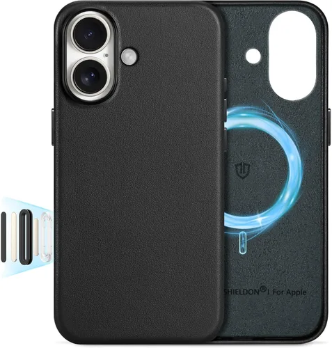 Miniatura 17 de SHIELDON Funda de cuero genuino para iPhone 17 Pro Max de 6.9 pulgadas 2025, [botón de la cámara actualizado], compatible con Magsafe, carga Azul