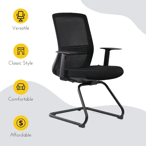 Miniatura 6 de SUNLINE Ergo Silla auxiliar con base de trineo, respaldo de malla, asiento acolchado acolchado, estacionario, ligero, versátil, sillas de oficina
