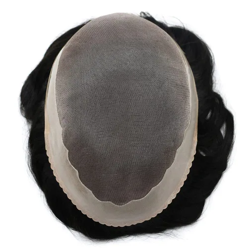 Miniatura 6 de FACE MIRACLE - Extensiones de pelo humano Remy indio para hombre con revestimiento de poliéster alrededor de los sistemas capilares, piezas de pelo