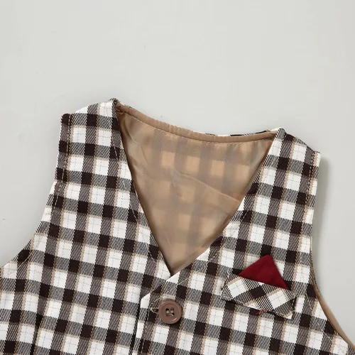 Miniatura 5 de DISAUR - Conjunto de ropa para bebé niño pequeño, 4 piezas de vestido de caballero + chaleco + pantalones + corbatín de algodón