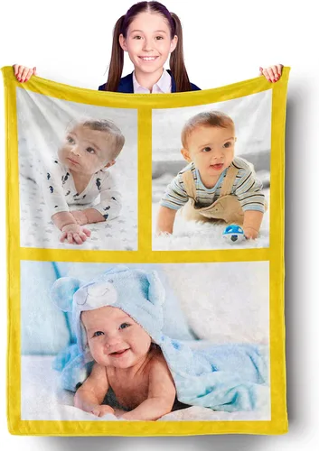 Miniatura 25 de Mantas personalizadas con fotos, manta personalizada de collage de fotos, suave, con mis propias fotos, regalos personalizados para Navidad, 2 Fotos