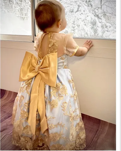 Miniatura 3 de NNJXD Vestido de princesa para bebé, con flores, para cumpleaños, bodas, fiestas