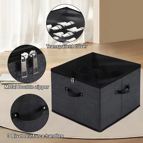 Miniatura 3 de Mayniu Paquete de 2 organizadores de zapatos - Caben 32 pares, grandes cajas de almacenamiento de zapatos, cubos con mangos reforzados, organizador