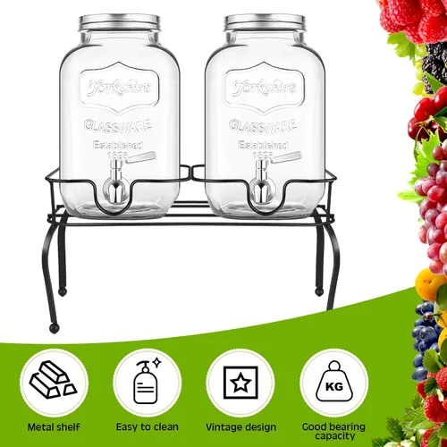 Miniatura 3 de Blulu Dispensador de bebidas de metal de 1 galón para fiestas, dispensador de bebidas negras con 2 compartimentos, dispensadores grandes de bebidas