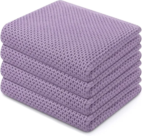 Miniatura 247 de Homaxy Paños de cocina de 100% algodón con tejido de gofre, ultra suaves, absorbentes, de secado rápido, 12 x 12 pulgadas, paquete de 6, amarillo
