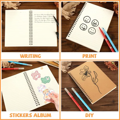 Miniatura 4 de MIVIDE Paquete de 24 cuadernos en espiral A5 a granel con cubierta de kraft, 21 x 15 cm 120 páginas, cuaderno en espiral con tapa dura y papel Papel
