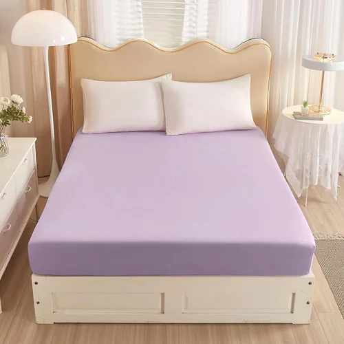 Miniatura 28 de Sábana ajustada 100% algodón suave tamaño queen de bolsillo profundo con rayas coloridas y estampado Gingham, sin arrugas, 1 pieza, sábana