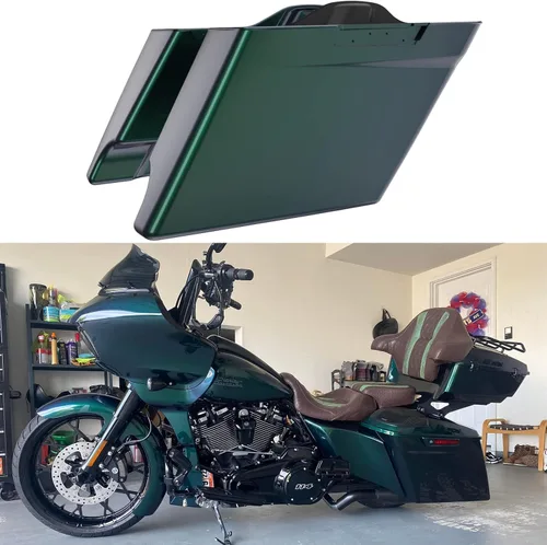 Miniatura 74 de Alforjas de motocicleta aptas para Harley Touring FLH 2014+ - Whisky ámbar, accesorios de perillas, bolsas rígidas estiradas
