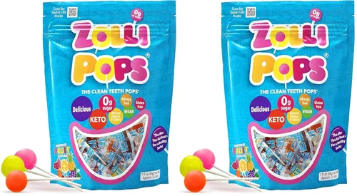 Miniatura 11 de Zollipops Caramelo y manzana verde, 10.4 onzas, sin azúcar, sin alergias, vegano, apto para dieta cetogénica y diabética, caramelo de dientes limpios