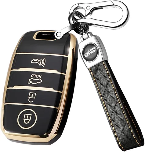 Miniatura 18 de ontto Funda para llave de automóvil de 4 botones compatible con Kia Forte Koup NIRO Optima Rio TPU llavero suave y duradero, color beige
