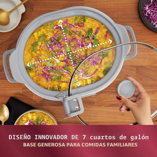 Miniatura 5 de Crockpot olla de cocción lenta programable de 7 cuartos de galón portátil con Sous Vide, acero inoxidable