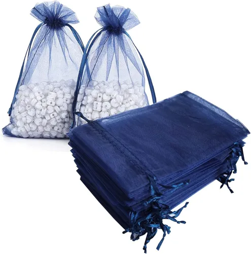 Miniatura 40 de Paquete de 50 bolsas de organza de regalo con cordón verde de 4 x 6 pulgadas para baby shower, Navidad, cumpleaños de bebé, recuerdo de fiesta