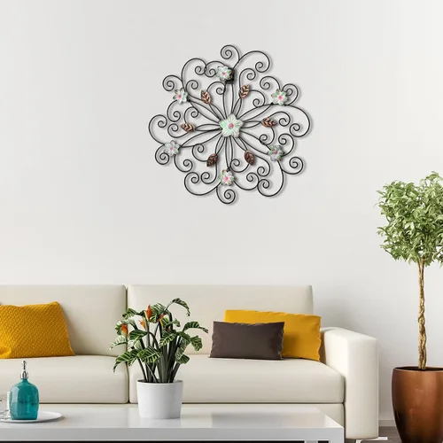 Miniatura 4 de Ferraycle Decoración de pared de flores de metal de 12 pulgadas con hoja de óxido, arte de pared de metal floral grande, decoración inspiradora
