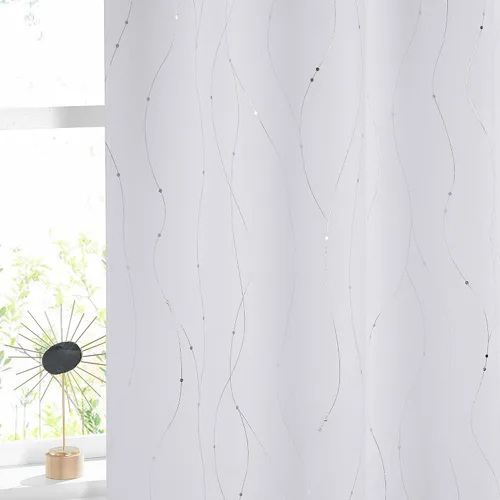 Miniatura 95 de NICETOWN Paneles de Cortinas Opacas para Dormitorio - Tratamiento de Ventanas con Aislamiento Térmico, Ojales Sólidos, Cortinas Opacas con Diseño