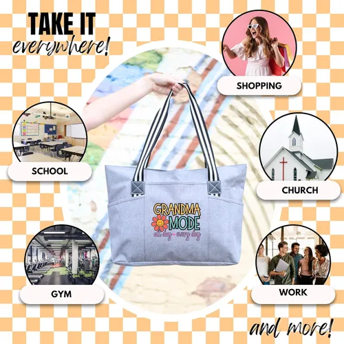 Miniatura 44 de Brooke & Jess Designs Bolso de mano para la abuela – Bolso de lona resistente con cremallera y bolsillo interior para la abuela para uso diario