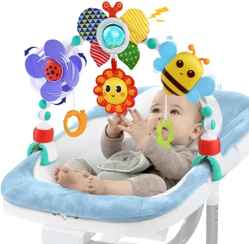Miniatura 7 de Juguete para cochecito y asiento de coche para bebés Sinomars, arco móvil para cuna ajustable con juguete de sonido y juguetes colgantes para bebé