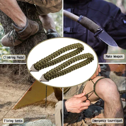 Miniatura 3 de Sierra de bolsillo con mango de paracord de 36 pulgadas, sierra de mano de cadena larga de 16 dientes, corte rápido de madera y árboles