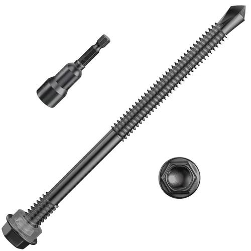 Miniatura 31 de Wensilon (250Pcs) #8×1" Tornillos autoperforantes de cabeza hexagonal con arandela, tornillos de acero inoxidable 410 para chapa metálica, tornillos