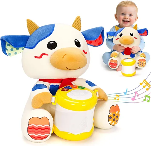 Miniatura 9 de V-Opitos Juguetes de Perro de Peluche Musicales para Bebés de 6-12 Meses+, Juego de Música Iluminada de Tambor de Aprendizaje Temprano, Regalos