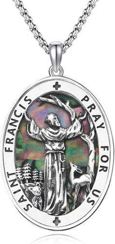 Miniatura 142 de Collar de plata de ley 925 con medalla de San Patrón, colgante de protección católica, amuleto, joyería religiosa para hombres y mujeres