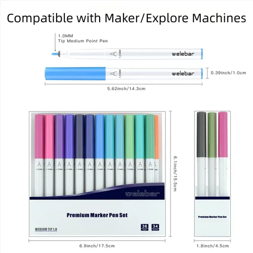Miniatura 4 de Juego de bolígrafos de punta 0.4 compatible con Cricut Maker 3/Maker 4/Maker/Explore 3/4/Air 2/Air, juego de 36 bolígrafos de punta fina