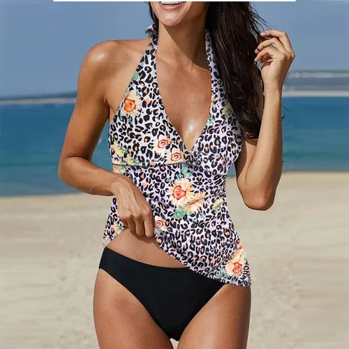 Miniatura 2 de Traje de baño con estampado para mujer, tirantes ajustables, espalda descubierta, transparente, traje de baño
