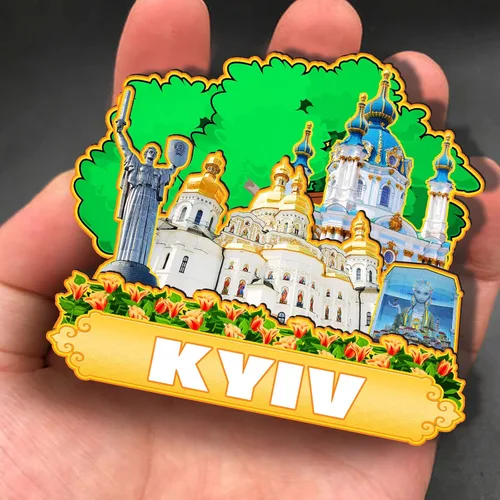 Miniatura 4 de Imán de madera de Kiev Ucrania 3D para nevera, recuerdos coleccionables, decoración hecha a mano, artesanías 4