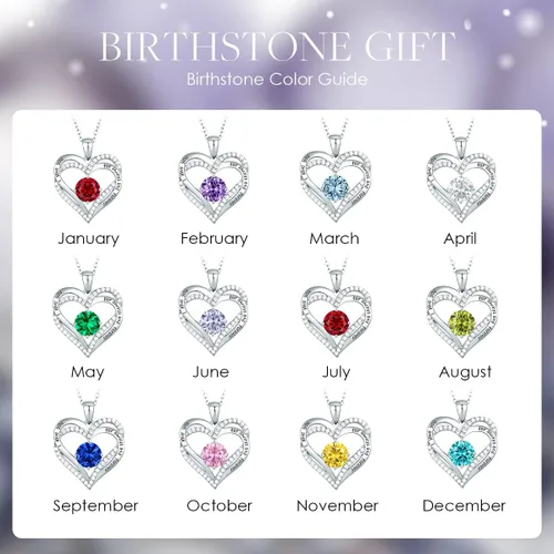 Miniatura 7 de CDE Forever Love - Collares con dije en forma de corazón, de plata de ley925 y con piedra de nacimiento y circonia para mujer, regalo de aniversario