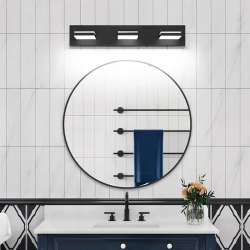 Miniatura 7 de Accesorios de iluminación de tocador de baño sobre espejo (3 luces, 5CCT, regulable) modernos accesorios de iluminación LED de pared de baño, negro