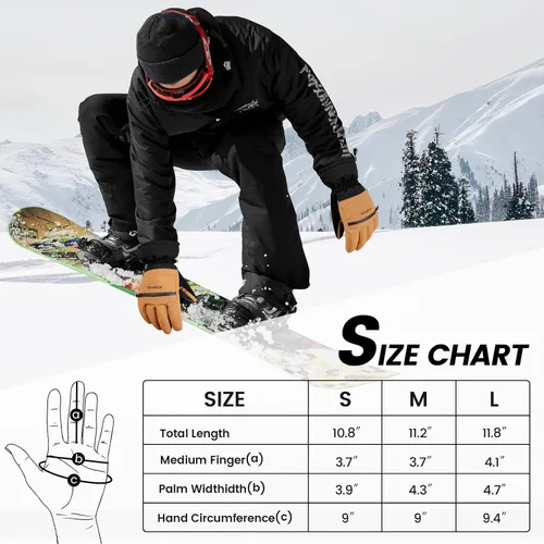Miniatura 6 de ATERCEL Guantes de esquí impermeables para pantalla táctil, guantes de nieve para snowboard, moto de nieve, senderismo de invierno para hombres