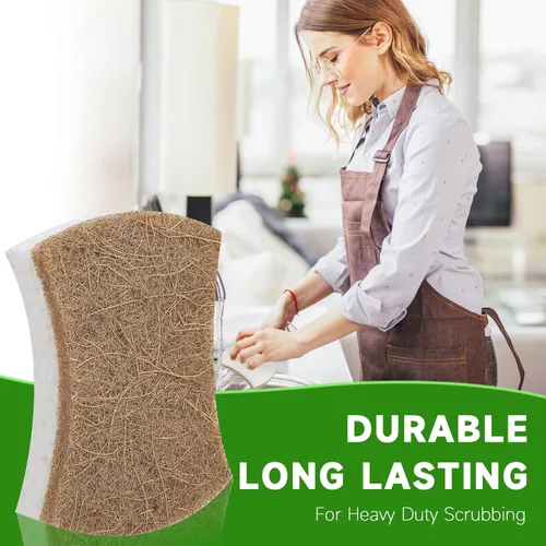 Miniatura 5 de Paquete de 10 esponjas naturales biodegradables para cocina, esponja compostable de celulosa y nuez de coco, esponjas ecológicas de secado rápido