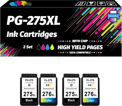 Miniatura 8 de Compatible con cartuchos de tinta Canon PG-275XL CL-276XL funcionan para impresoras Canon PIXMA TR4722 TS3722 TR4720 TS3720 TS3520 (1 juego)