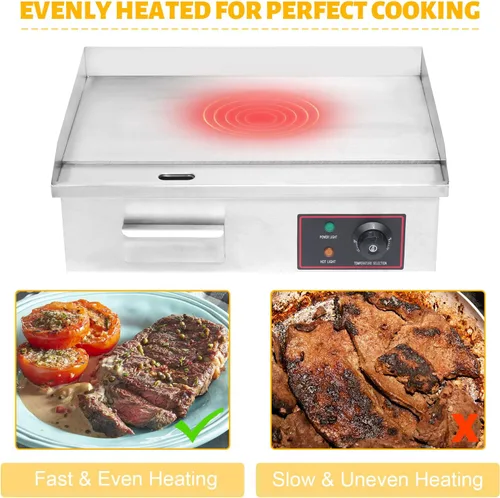 Miniatura 5 de 21" plancha eléctrica comercial, plancha eléctrica comercial de la encimera del acero inoxidable de la parrilla 3000W del top plano comercial