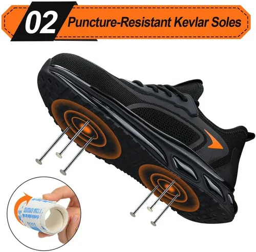 Miniatura 3 de Zapatos deportivos con punta de acero para hombre, zapatos ligeros para hombre, zapatos de trabajo cómodos, zapatos de seguridad con amortiguación