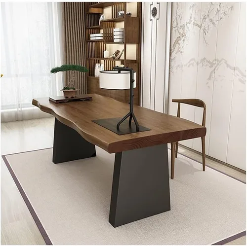 Miniatura 6 de Escritorio para computadora de madera maciza para oficina en casa, mesa larga multifuncional simple y moderna, patas de metal fuertes Mesa de pino