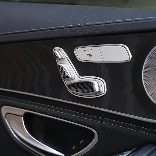 Miniatura 4 de YIWANG Adhesivo interno de lentejuelas 3D de botón de asiento de automóvil de fibra de carbono suave para Mercedes Benz C GLC Clase W205 X253