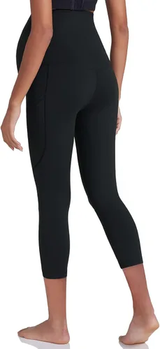 Miniatura 5 de POSHDIVAH Leggings de entrenamiento de maternidad para mujer, sobre el vientre, pantalones de yoga con bolsillos, pantalones de trabajo suaves
