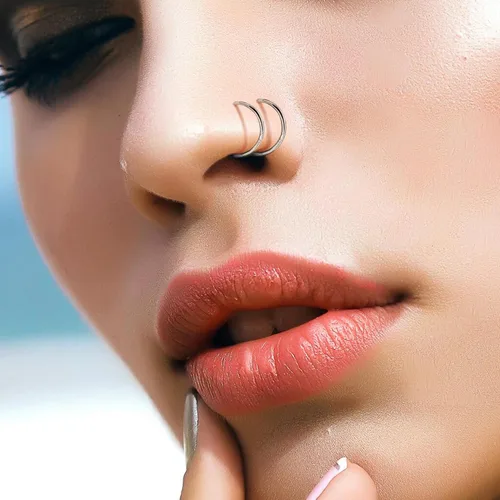 Miniatura 20 de 2 Pairs Double Hoop Earrings, Gold Cartilage Earrings for Women, Small Silver Helix Piercing Jewelry,Spiral Nose Ring Tiny Twist Earrings as Gift