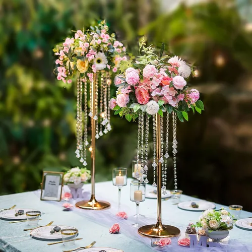 Miniatura 3 de Nuptio Juego de 2 jarrones de boda y 2 flores artificiales para centros de mesa de boda