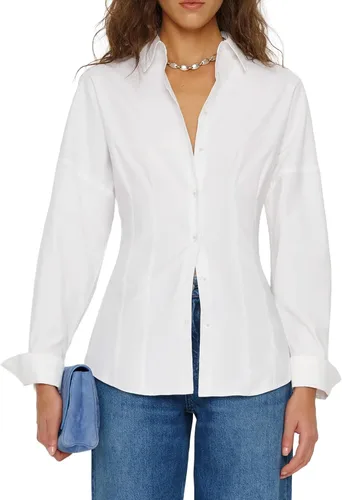 Camisa de manga larga con botones para mujer, blusa plisada con cintura ceñida para uso casual y de oficina