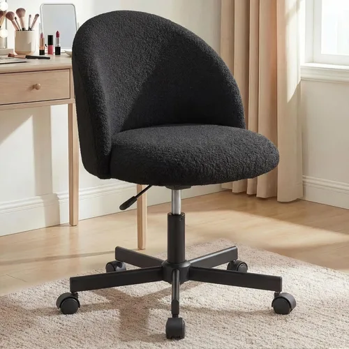 NEO CHAIR Silla de tocador de oficina con ruedas, cómoda silla de escritorio para niñas, linda computadora, pequeña, sin brazos, altura ajustable,