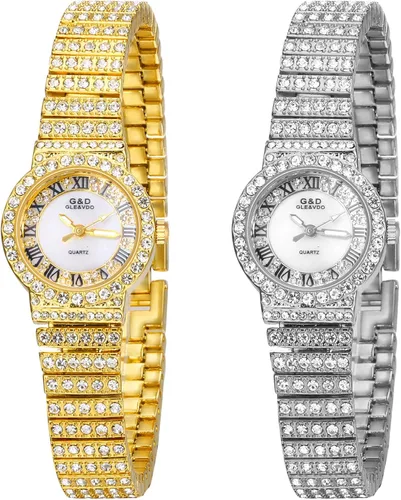 Miniatura 7 de Avaner Reloj de pulsera analógico de cuarzo con diamantes de imitación para hombre con correa de acero inoxidable para disfraz de Halloween