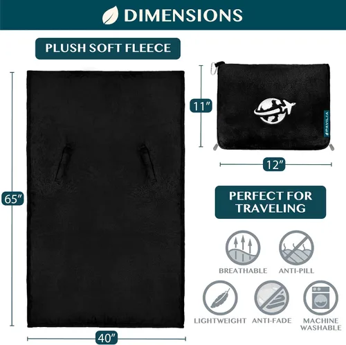 Miniatura 7 de PAVILIA Manta de viaje y almohada, manta de avión con apertura de brazos para adultos, manta compacta de avión con agujero para el brazo, bolsa 2