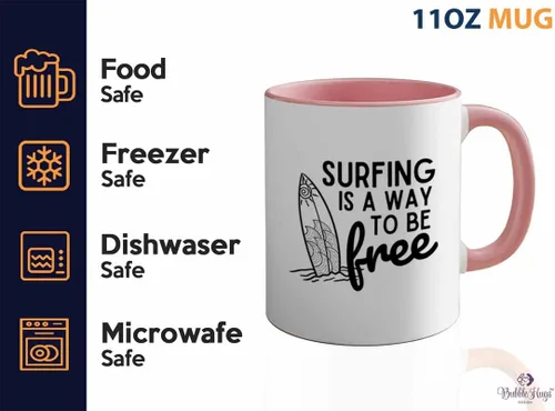 Miniatura 3 de Surfing Two Tone Pink Edition Taza de café de 11 oz – Surfing is free A – Surfing is free A – Surfing is free A – Surfing ing Enthusiast Gifts Water