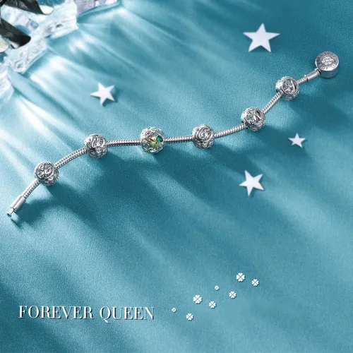 Miniatura 16 de FOREVER QUEEN - Dije con letra inicial de la A a la Z, para pulsera y collar, de plata de ley 925 con cuentas de circonita cúbica, joyería de regalo