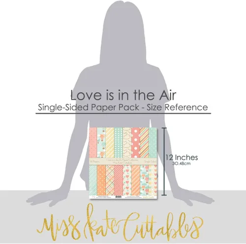 Miniatura 3 de Paquete de papel con patrón – Love is in the Air – Álbum de recortes de papel especial premium de una cara de 12 x 12 pulgadas, colección incluye 16