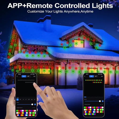 Miniatura 2 de Luces de Navidad inteligentes de copo de nieve, 156 luces LED de 12 gotas de 3.5 m, enchufe, control remoto por aplicación con 16 millones
