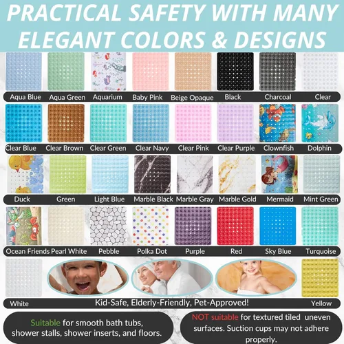 Miniatura 6 de ENKOSI Tapete de baño antideslizante, extra largo de 40 x 16 pulgadas, tapete antideslizante grande para bañera y ducha con ventosas y agujeros
