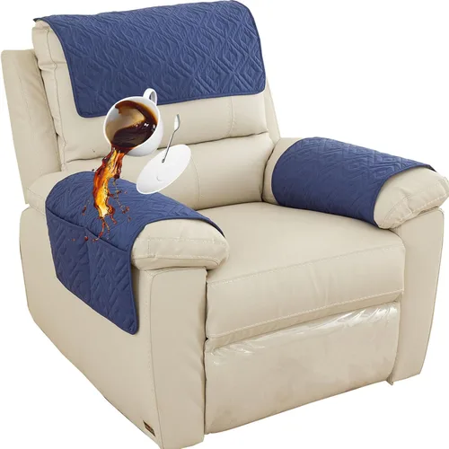 Miniatura 27 de Funda para Reposabrazos de Sofá, Funda para Reposacabezas de Silla Reclinable, Funda de Sillón con Bolsillos, Protector de Muebles Acolchado Beige